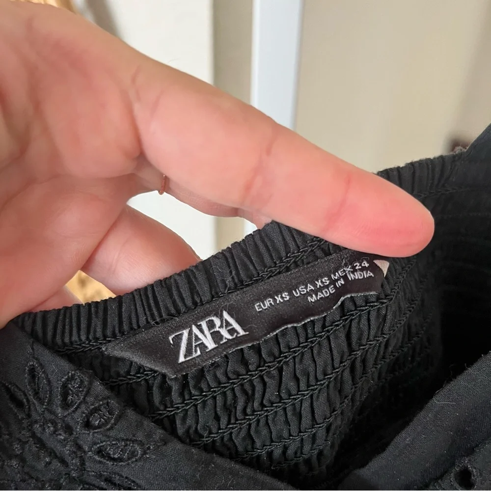 Zara / Cutwork Embroidery Midi Black Dress - Picture 7 of 7